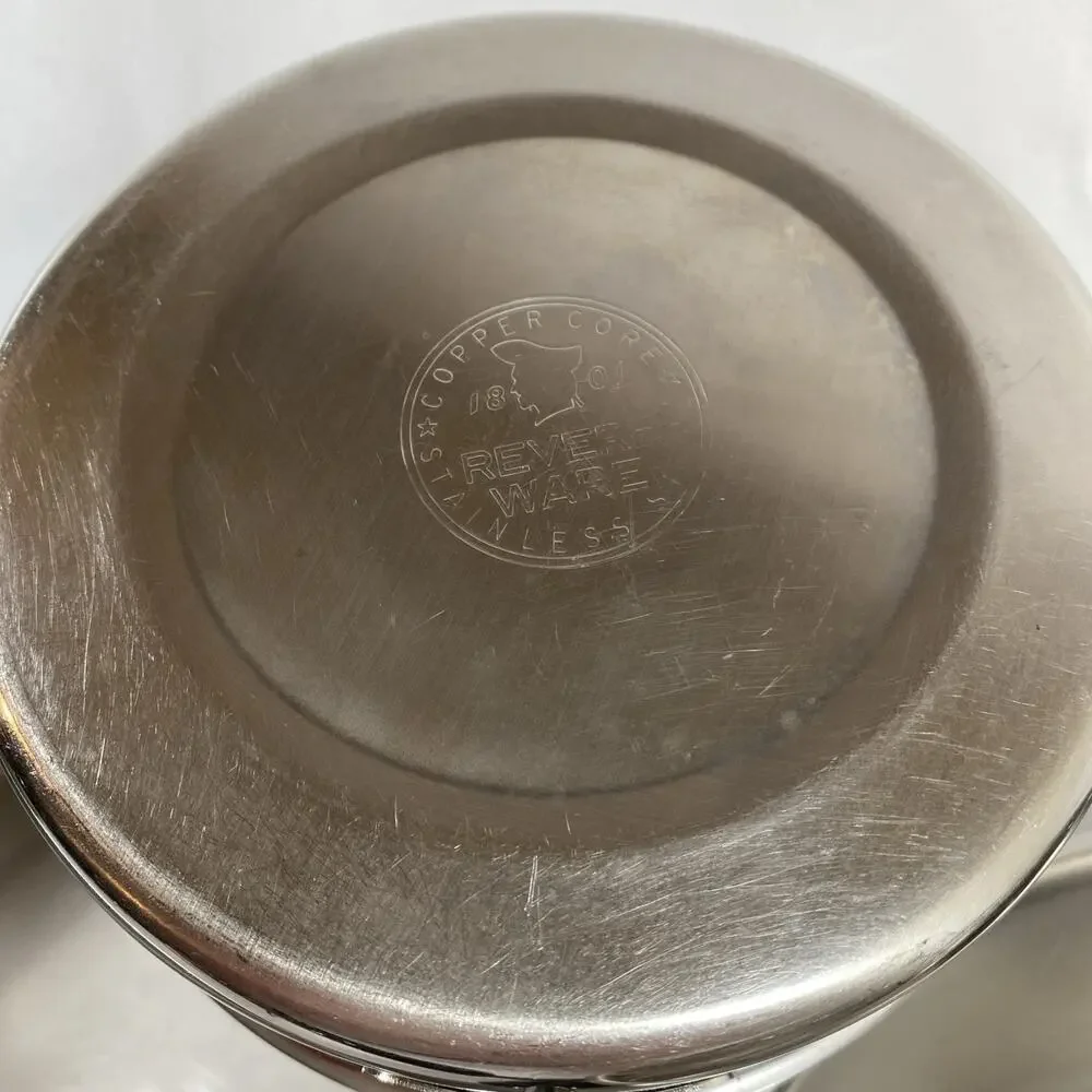 Set of 3 Revere Ware COPPER CORE Designers Group Saucepans & Stockpot No Lids